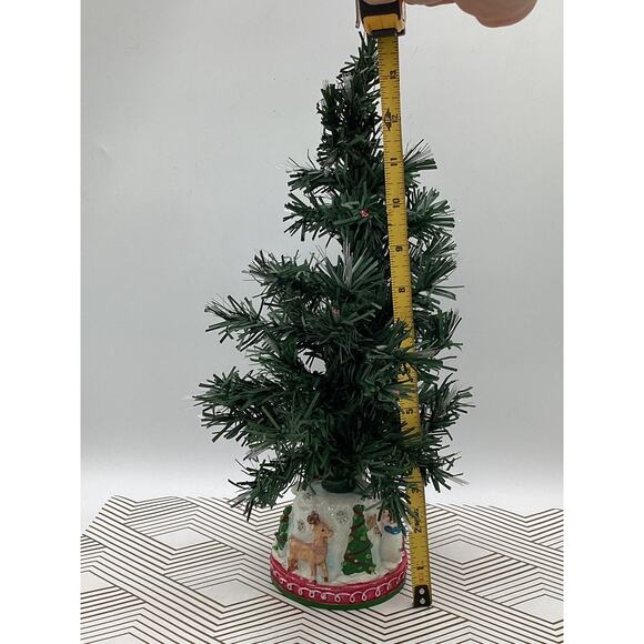 Fiber Optic 14" Christmas Tree with Santa and his sleigh in snow on base - Picture 4 of 5